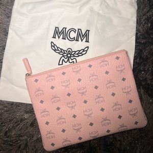 MCM Visetos Medium Crossbody Pouch Soft Pink